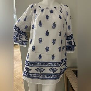 BEACH by Beach Lunch Lounge Womens Swim Coverup Tunic Blue Floral Size M